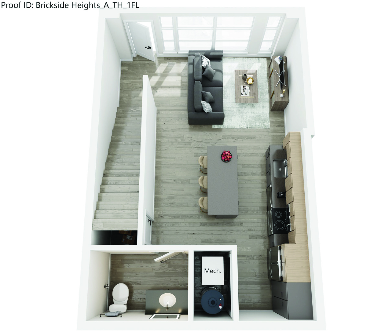 Floor plan for 1 bed, 1 bath, 1060 sqft